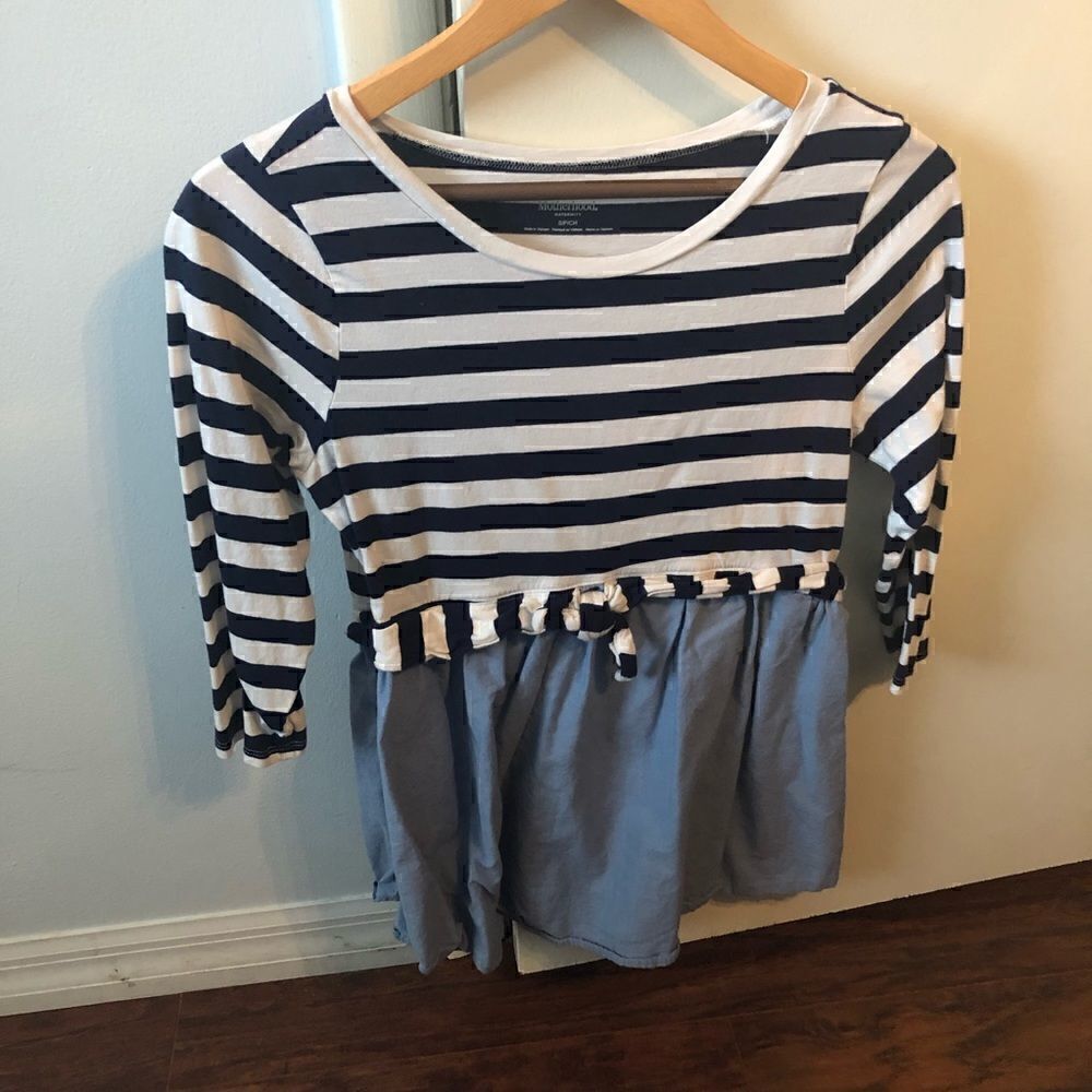 MOTHERHOOD blue shirt tee top 3/4 sleeve womens S maternity